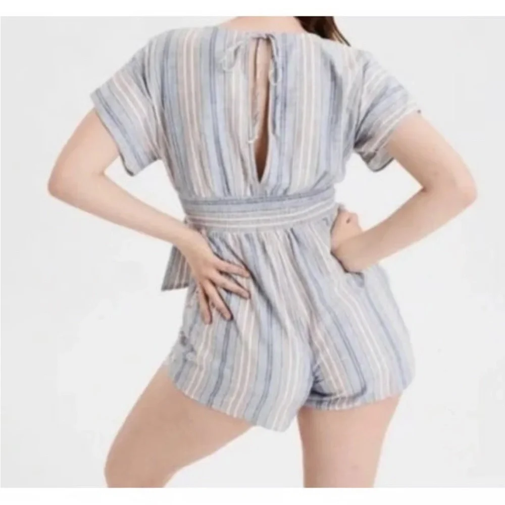 American Eagle Striped Kimono Sleeve Romper - Picture 2 of 10